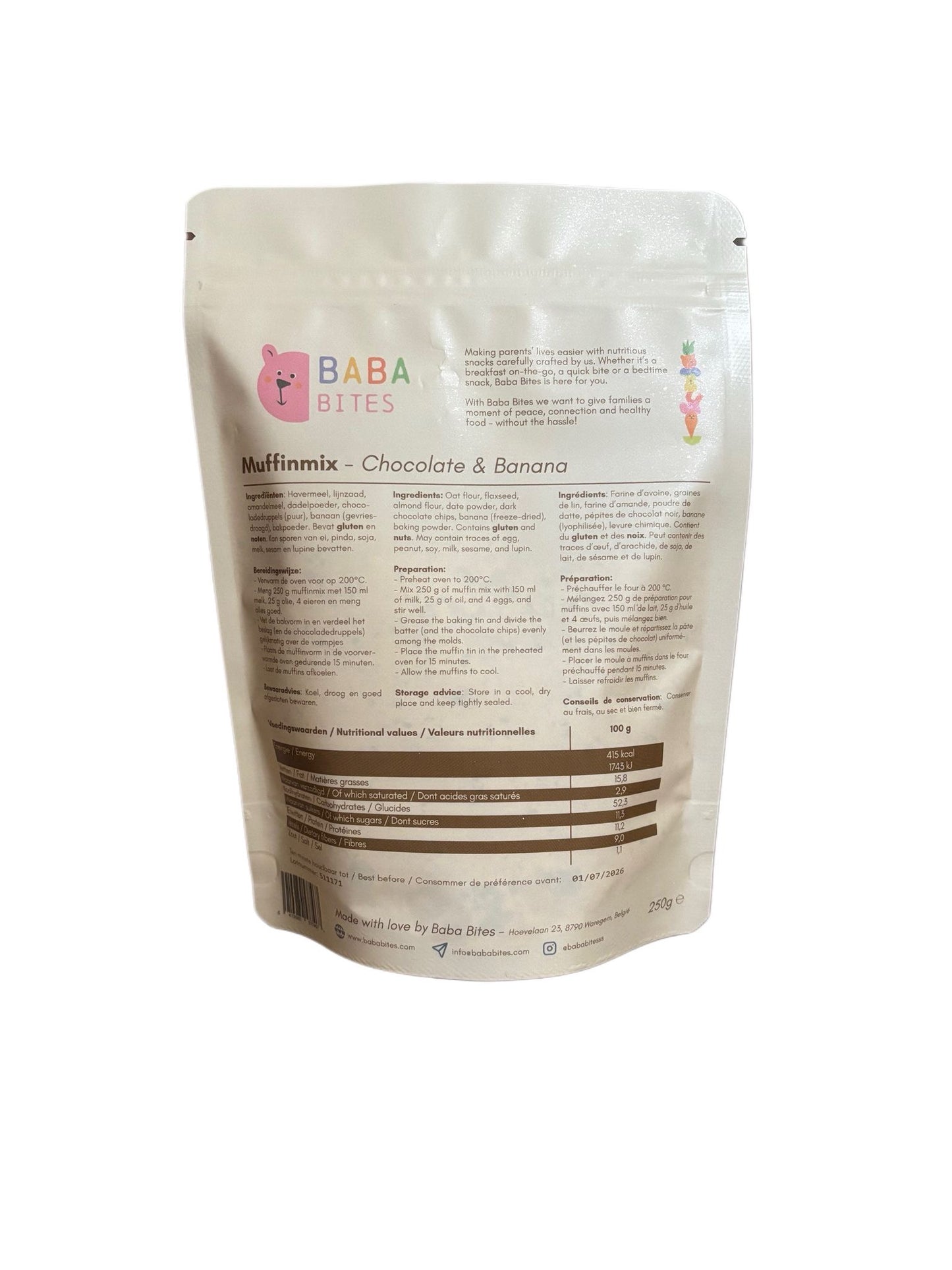 Muffinmix Chocolade & banaan